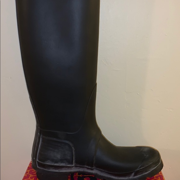 Original Tall Hunter Boots Size UK 7 / US 9 ๐ฅพ Matte Black w Buckle - Picture 12 of 16